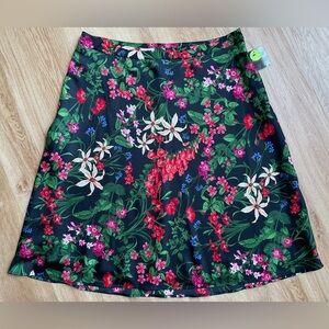New NWT Liz Claiborne black floral A-line skirt secret gardens pattern size 16